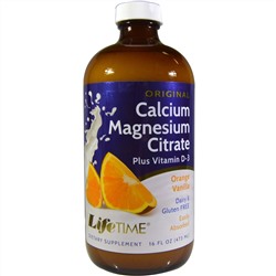LifeTime Vitamins, цитрат кальция и магния с витамином D3, вкус апельсина и ванили, 473 мл (16 жидк. унций)