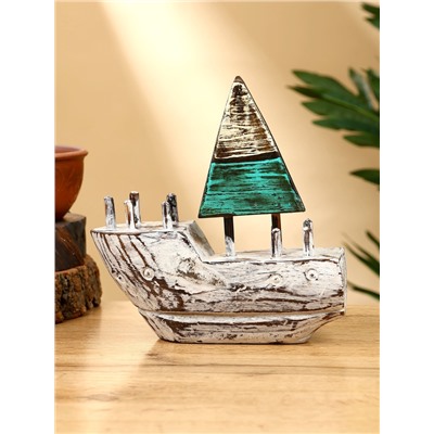 Сувенир «Кораблик», 16×6×17 см, дерево, коричнево-зелёный
