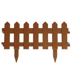 Ограждение декоративное, 30×196 см, 4 секции, пластик, коричневое, «Палисадник»