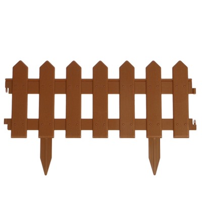 Ограждение декоративное, 30×196 см, 4 секции, пластик, коричневое, «Палисадник»