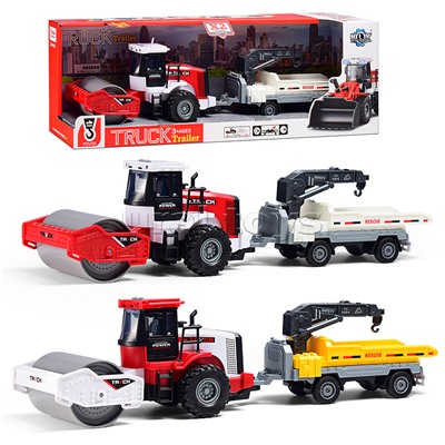 Машина "Каток с прицепом" 1:43 (свет,звук) в коробке