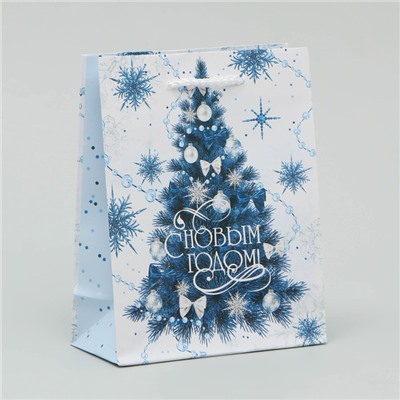 Пакет подарочный новогодний ламинированный «С Новым годом», S 12×15×5.5 см