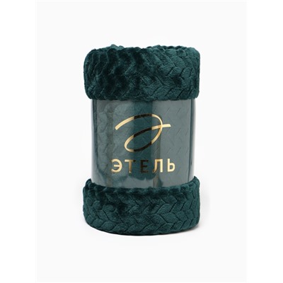 Плед «Этель» Zig-zag, 150×200 см, корал-флис, изумрудный