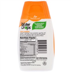 Wisdom Natural, SweetLeaf, Водные капли, Восхитительный усилитель на водной основе со стевией, Персик и манго, 1,62 ж. унц.(48 мл)