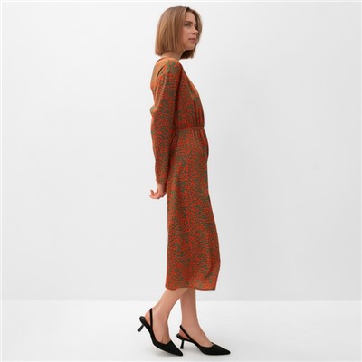 Платье миди женское MINAKU: Silk pleasure, оранжевое, размер 42