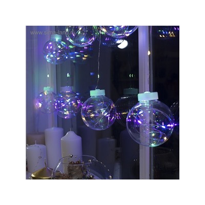 Гирлянда «Бахрома» 2.5×0.7 м роса с насадками «Шарики», IP20, серебристая нить, 150 LED, свечение мульти, 12 В