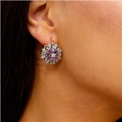 Серьги цветы ювелирная бижутерия коллекция "Дубай" покрытие: позолота, цвет камня: прозрачный и сиреневый, арт.214.445