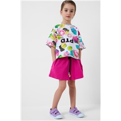 Комплект трикотажный для девочек: фуфайка (футболка), шорты PLAYTODAY, 1240208