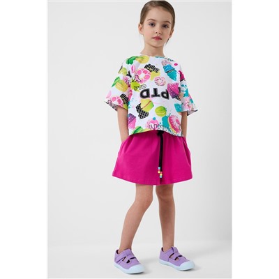 Комплект трикотажный для девочек: фуфайка (футболка), шорты PLAYTODAY, 1240208