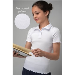 Блузка-поло в рубчик для девочки Happyfox