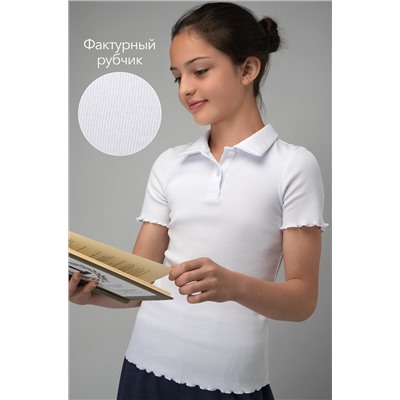 Блузка-поло в рубчик для девочки Happyfox