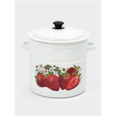 Кастрюля эмалированная, 12 л, с крышкой, цилиндрическая, белая