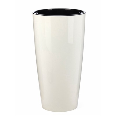 Кашпо для цветов «Рондо», пластик, 15 л, d=32 см, h=56.5 см, со вставкой, белое