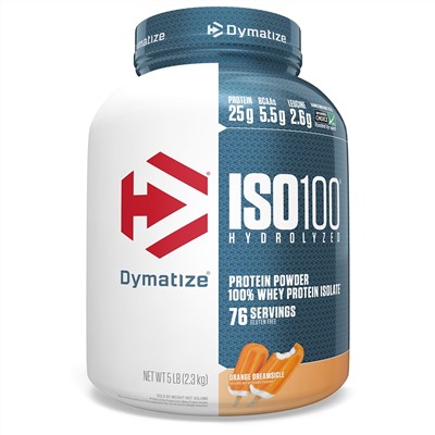 Dymatize Nutrition, ISO100, гидролизованный 100% изолят сывороточного протеина, апельсин, 2,3 кг (5 фунтов)