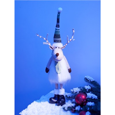 Фигура текстиль «Новогодний лосик» 58 см, 10 LED, от батареек CR2032×1, свечение тёплое белое