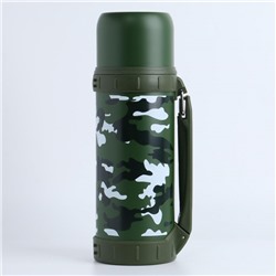 Термос Мастер К «Движение», 1.2 л, 11×29 см, с кружкой, сохраняет тепло 18 ч, нержавеющая сталь, зелёный