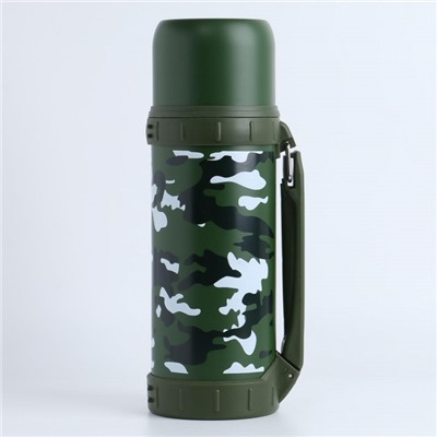 Термос Мастер К «Движение», 1.2 л, 11×29 см, с кружкой, сохраняет тепло 18 ч, нержавеющая сталь, зелёный