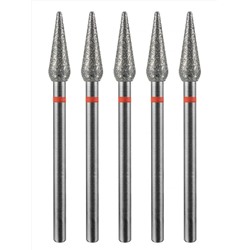 MANITA Фреза алмазная капля большая для аппаратного маникюра 856.104.260.120.040 ФАК-4,0 12М, красная насечка, ø 4,0 мм, 5 шт. 28347