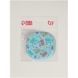 Зеркало карманное «Узор», с подставкой, 8×8 см, голубое