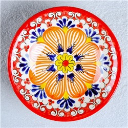 Конфетница узбекская Риштанская Керамика «Цветы», 16×5 см, красная