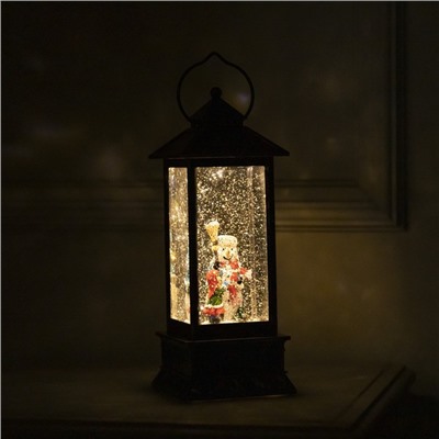 Светодиодная фигура «Фонарь с девочкой и снеговиком» 10×27×10 см, пластик, батарейки ААх3 (не в комплекте), USB, свечение тёплое белое