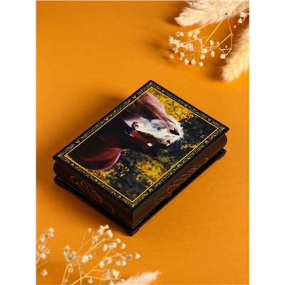 Шкатулка для украшений «Пара лошадей», 10×14 см, лаковая миниатюра