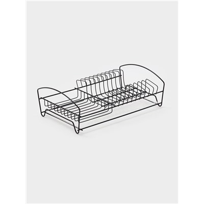 Сушилка для тарелок и кружек с поддоном, 39×25×12 см, чёрная