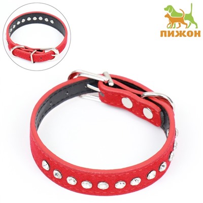 Ошейник «Бархат и стразы», 31×1.3/2 см, ОШ 22-28 см, красный