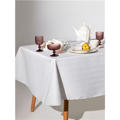 Скатерть «Этель» Shine, овал, 150×220±3 см, 192 г/м², хлопок с ВГМО, белая