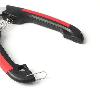 Когтерез боковой малый с закругленными резиновыми ручками, отверстие 8 мм, чёрный с красным