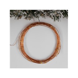 Гирлянда «Нить» 5 м роса, IP20, медная нить, 50 LED, мерцание всех светодиодов, батарейки AAх3 (нет в комплекте), свечение тёплое белое