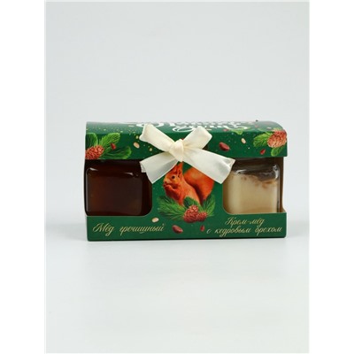 Подарочный набор новогодний «Сказочного Нового года»: гречишный мёд, крем-мёд с кедровым орехом