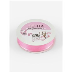 Лента декоративная, капроновая, атласная, 18 мм, 18±1 м, розовая
