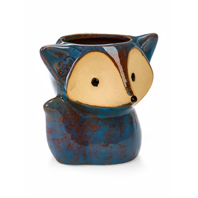 Декоративный горшок для цветов «Лисёнок Фред», керамический, 200 мл, 9×8.5×10 см, голубой
