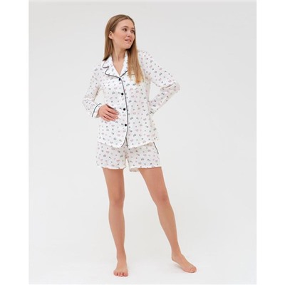 Пижама женская (рубашка, шорты) MINAKU: Light touch, размер 50, белая