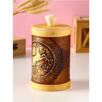 Туес «Конь вороной», банка для хранения, береста