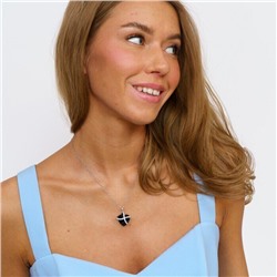 Кулон на цепочке сердце, цвет цепочки: серебристый, сердце цвет: черный, вставка: фианиты, 6,5ю, арт. 001.571