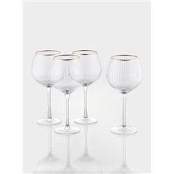 Набор бокалов для вина Magistro «Орион», 550 мл, 4 шт., 10×22 см, стекло, с золотой отводкой, прозрачный