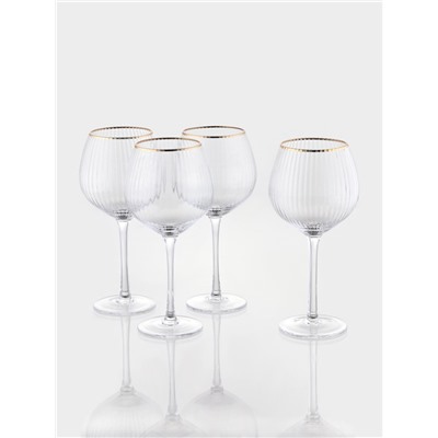 Набор бокалов для вина Magistro «Орион», 550 мл, 4 шт., 10×22 см, стекло, с золотой отводкой, прозрачный