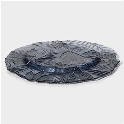 Тарелка подстановочная «Арабис», d=33 см, стекло, голубая