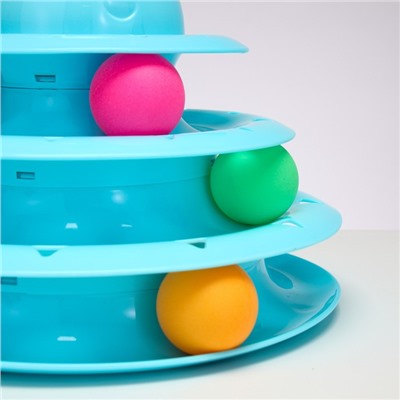 Игровой комплекс для кошек «Пижон», 24.5×24.5×13 см, с 3 шариками, голубой