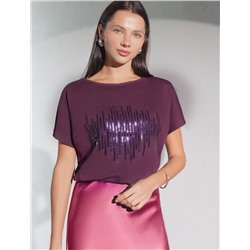 Нарядная футболка с принтом пайетками