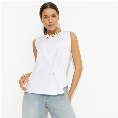 Блуза с декоративными защипами, Счастье с тобой (белая)