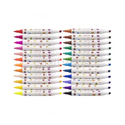 Набор скетчмаркеров DUO арома Yalong, 24 цв, основные,пулевид./клиновид 1-4 мм, сечение корпуса треугольник, пласт. пенал с ручкой