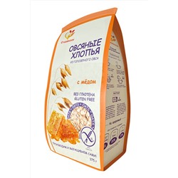 Хлопья овсяные с мёдом без глютена 375г ЭКОПРОДУКТЫ, 1185002