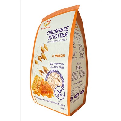 Хлопья овсяные с мёдом без глютена 375г ЭКОПРОДУКТЫ, 1185002