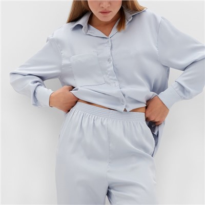 Пижама женская (рубашка, брюки) MINAKU: Light touch, голубая, размер 52