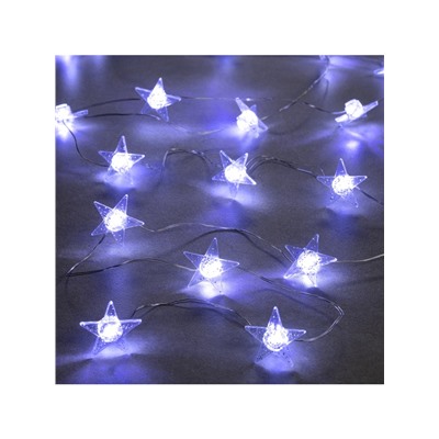 Гирлянда «Нить» 2 м роса с насадками «Снежная звезда», IP20, серебристая нить, 20 LED, 2 режима, батарейки ААх2 (нет в комплекте), свечение белое