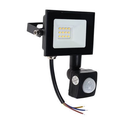 Прожектор светодиодный, 10 Вт, 900 Лм, 4000К, датчик движения, IP66