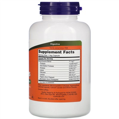 Now Foods, растительные ферменты, 240 вегетарианских капсул